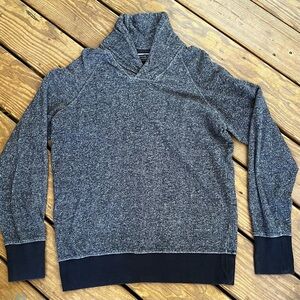 Rogue Shawl Neck Sweater Men’s M Marled Gray Contrast Ribbed Knit Cuffs & Hem